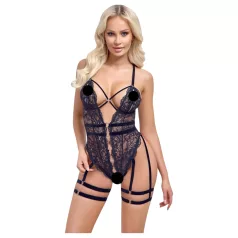 Cottelli - otvoreni seksi body s remenčićima - crna - M