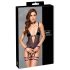 Cottelli Bondage - otvoreni body i lisice (crno)