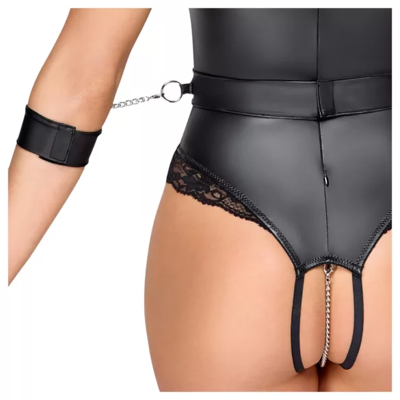 Cottelli Bondage - otvoreni bodi s izrezima na grudima - crna - M