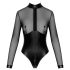 Noir - sjajni body s prozirnim umetcima (crni) - M