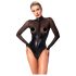 Noir - sjajni body s prozirnim umetcima (crni) - XL