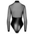 Noir - sjajni bodi s prozirnim umetkom (crna) - XL