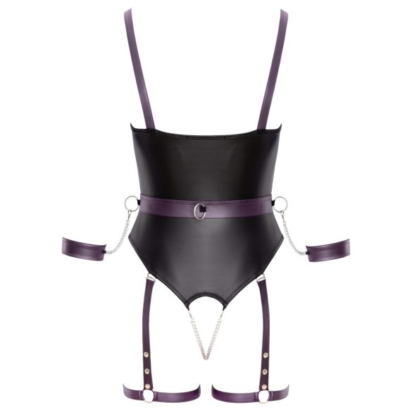 Cottelli - otvoreni bondage bodi s lisicama (crna) - M