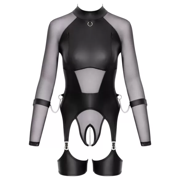 Cottelli Bondage - prozirni top s lisicama - crna