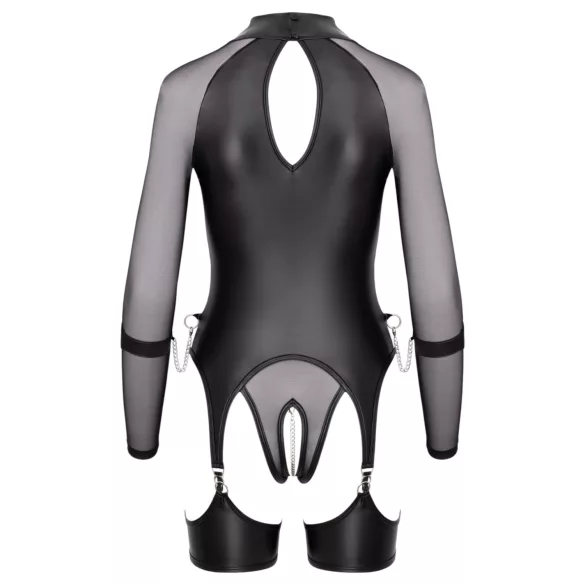 Cottelli Bondage - prozirni top s lisicama - crna - M