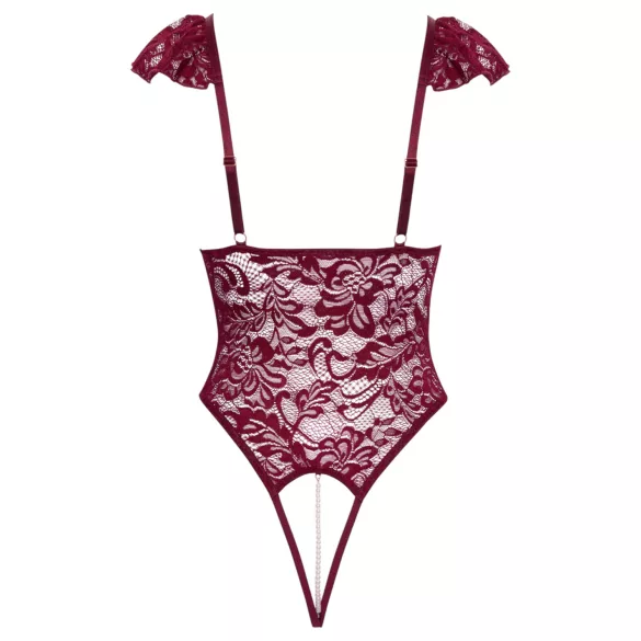 Cottelli - čipkasti body s perlicama - crvena - M
