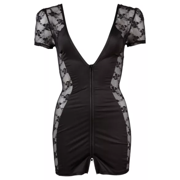 Cottelli - Čipkasta mrežasta haljina s mašnom - crna