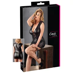 Cottelli Plus Size - sjajna haljina s čipkom - crna - XXL