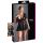 Cottelli Plus Size - crna haljina s crvenim korzetom