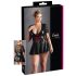 Cottelli Plus Size - crna haljina s crvenim korzetom
