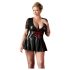 Cottelli Plus Size - crna haljina s crvenim korzetom