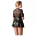 Cottelli Plus Size - sjajna haljina s crvenim korzetom - crna - XXXL