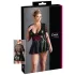 Cottelli Plus Size - sjajna haljina s crvenim korzetom - crna - XXXXL
