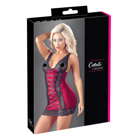 Cottelli - seksi haljina s vezicama - crvena - L