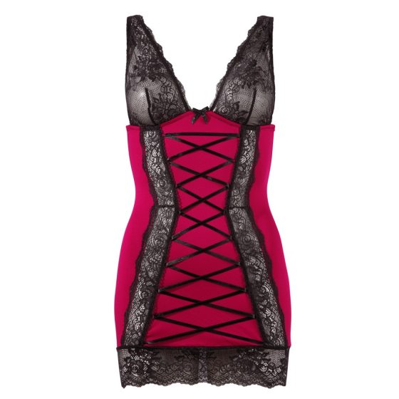 Cottelli - ekskluzivna haljina od korzeta i čipke (crveno-crna) - L