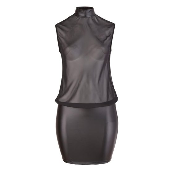 Cottelli Plus Size - sjajna haljina od šifona (crna)
