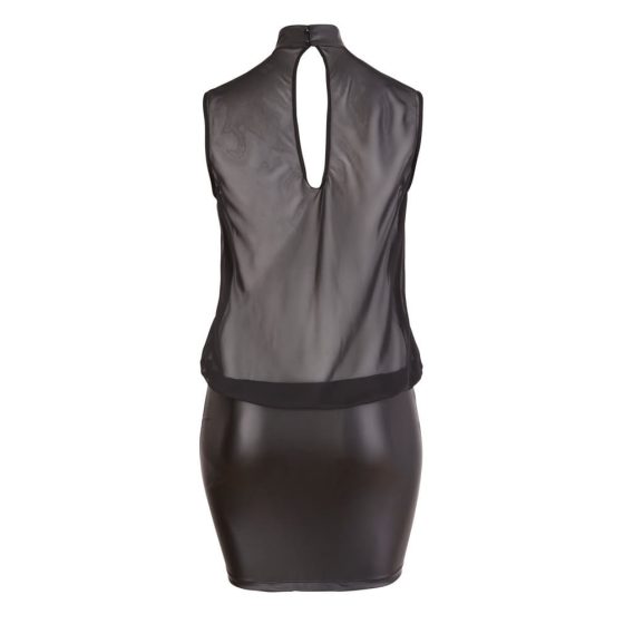 Cottelli Plus Size - sjajna haljina od šifona (crna) - 3XL