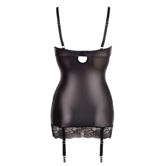 Abierta Fina - Satenska sjajna haljina s prsima (crna) - 80B/M