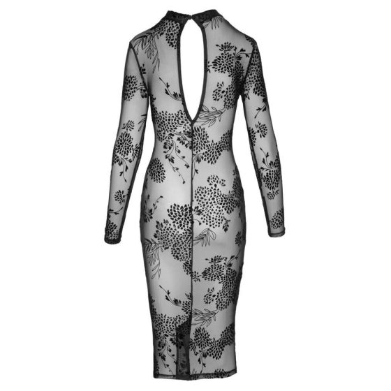 Noir - prozirna cvjetna haljina dugih rukava (crna) - M