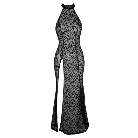 Noir - duga haljina s tigrovim prugama s prorezom (crna)