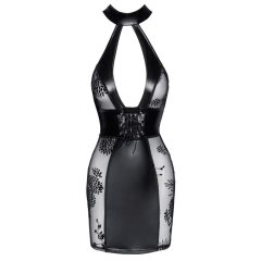 Noir - mini haljina s dubokim izrezom na vezanje (crna)