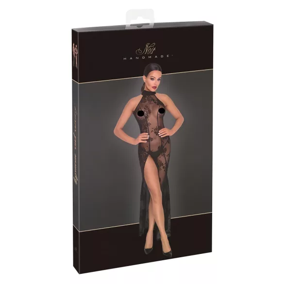 Noir - prozirna haljina s cvjetnim uzorkom - duga - crna