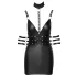 Cottelli Bondage - mini haljina s ovratnikom - sjajna - crna - M