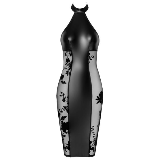 Noir - sjajna prozirna haljina s halterima (crna)
