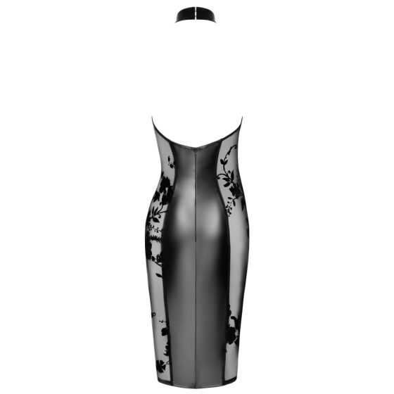 Noir - sjajna prozirna haljina s halterima (crna)