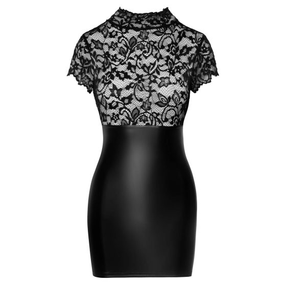 Noir - čipkasta top sjajna haljina s čipkom (crna)