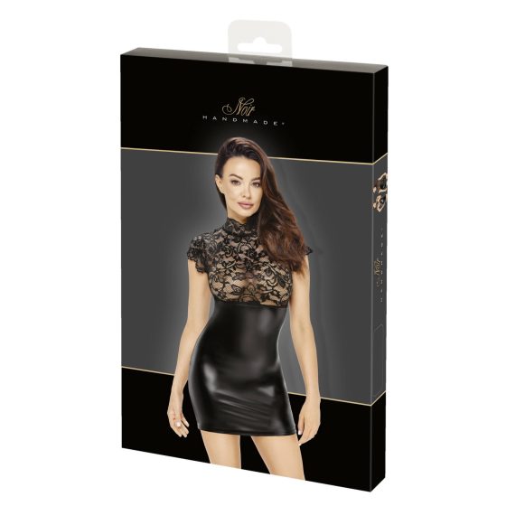 Noir - čipkasta top sjajna haljina s čipkom (crna) - M