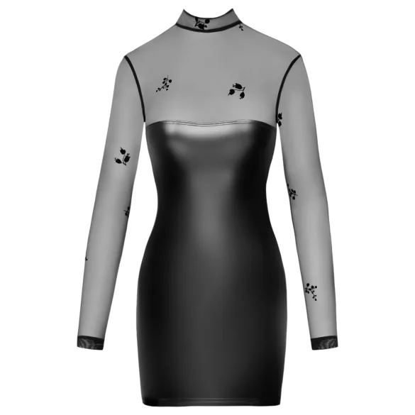 Noir - prozirna haljina s sjajnim gornjim dijelom - crna