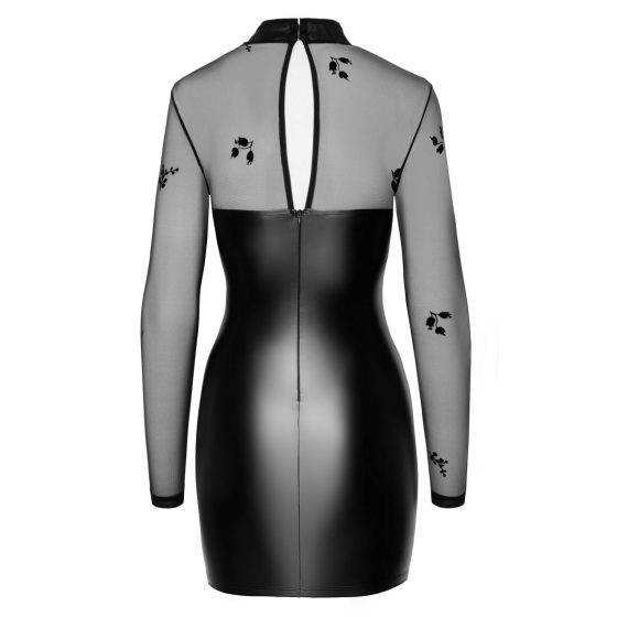 Noir - sjajna haljina s prozirnim gornjim dijelom (crna) - M