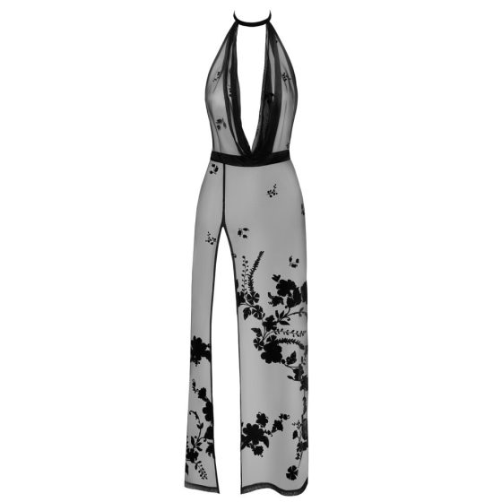 Noir - prozirna maksi haljina s cvjetnim uzorkom (crna)