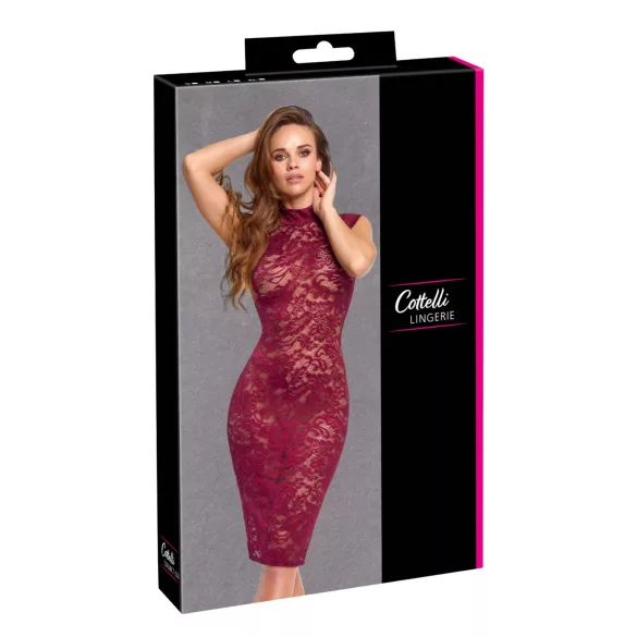 Cottelli - čipkasta prozirna haljina - bordo