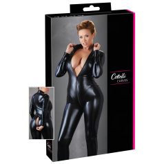   Cottelli Plus Size - sjajni dugonog rukavima party kombinezon (crni)