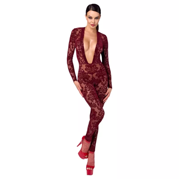 Noir Kink Royal - prozirni bodystocking - crvena