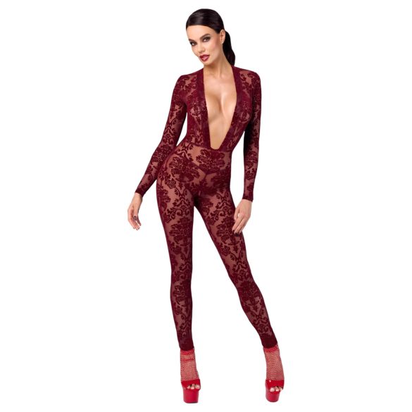 Noir Kink Royal - prozirni bodystocking - crvena - L