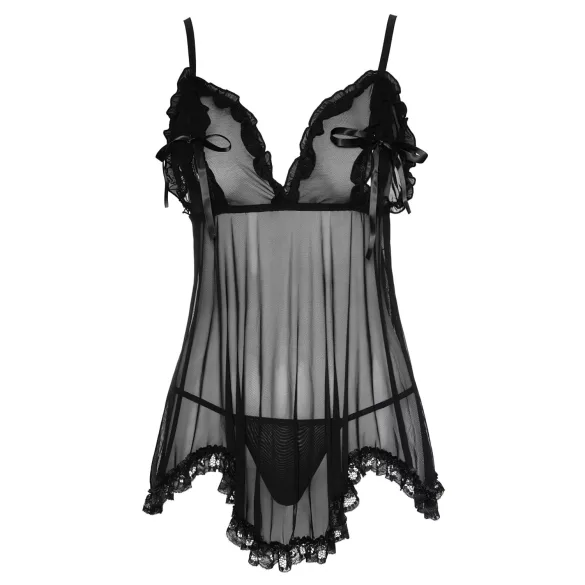 Cottelli - Babydoll s volanima - crna - XXL