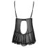 Cottelli - Prozirni babydoll s volanima (crni) - XXL