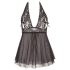 Cottelli Plus Size - lepršavi čipkasti babydoll (crni) - 3XL