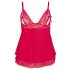 Cottelli Plus Size - crvena čipkasta babydoll haljina - 3XL