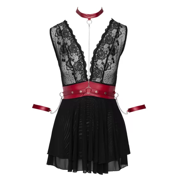 Cottelli Bondage - čipkasta babydoll haljina s ovratnikom (crna)