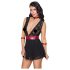 Cottelli Bondage - čipkasta babydoll haljina s ovratnikom (crna) - M