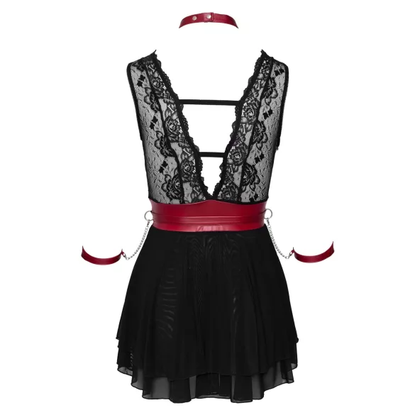 Cottelli Bondage - čipkasta babydoll haljina s ovratnikom (crna) - M
