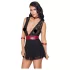 Cottelli Bondage - čipkasta babydoll haljina s ovratnikom (crna) - L