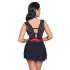 Cottelli Bondage - čipkasta babydoll haljina s ovratnikom (crna) - L