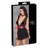 Cottelli Bondage - čipkasta babydoll haljina s ovratnikom (crna) - XL