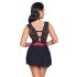 Cottelli Bondage - čipkasta babydoll haljina s ovratnikom (crna) - XL