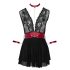 Cottelli Bondage - čipkasta babydoll haljina s ovratnikom (crna) - XL
